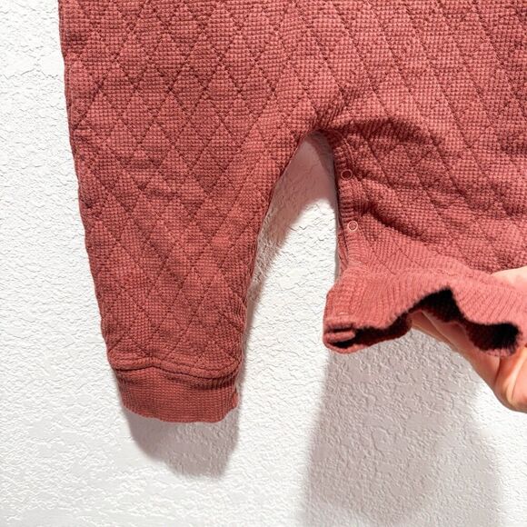 Kate Quinn Quilted Brown Overalls Unisex 18-24 Months Organic Cotton Diaper Snap - Picture 3 of 6